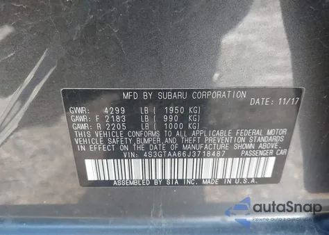 2018 Subaru Impreza 2.0I from USA, damaged, VIN 4S3GTAA66J3718487